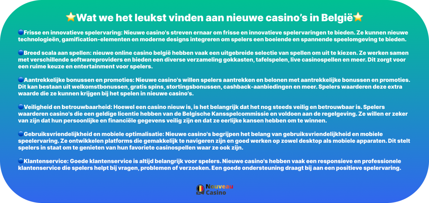 Wat we het leukst vinden aan nieuwe casino’s in België